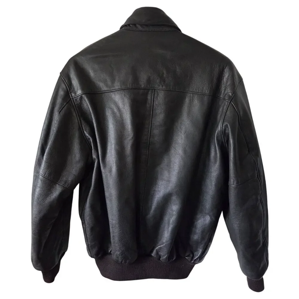 L.L. Bean Men's 40 TALL Leather Bomber Jacket Brown A-2 Flight Thinsulate